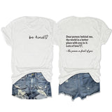 Front and rear printed short-sleeved DEAR PERSON BEHIND ME loose fashion T-shirt