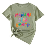 MANANA SERA Letter Fashion Crew Neck Loose Women's Short Sleeve T-Shirt