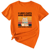 I Like Cats And Coffee Fun Pattern Short Sleeve Woman