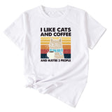 I Like Cats And Coffee Fun Pattern Short Sleeve Woman