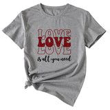 Love Love Love Letter Casual Crewneck Short Sleeve Tshirt