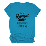 Letter Print I'm The Youngest Sister Fashion Short-sleeved T-shirt