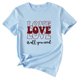 Love Love Love Letter Casual Crewneck Short Sleeve Tshirt