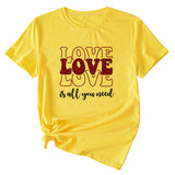 Love Love Love Letter Casual Crewneck Short Sleeve Tshirt