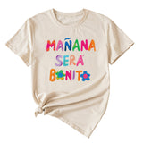 MANANA SERA Letter Fashion Crew Neck Loose Women's Short Sleeve T-Shirt