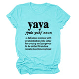 Casual round neck yaya yuh yun noun simple printing short sleeves