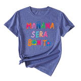 MANANA SERA Letter Fashion Crew Neck Loose Women's Short Sleeve T-Shirt