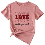 Love Love Love Letter Casual Crewneck Short Sleeve Tshirt