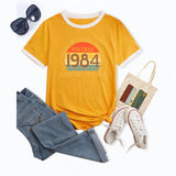 VINTAGE 1984 LIMITED Crew Neck Women's T-Shirt Loose Fun Short Sleeves