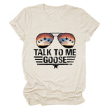 TALK TO ME GOOSE Summer Letter Print Crew Neck Short Sleeve T-Shirt