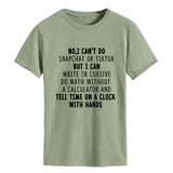 NO I CAN'T DO Alphabet Crew Neck Loose Short Sleeve Large Size T-Shirt