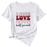 Love Love Love Letter Casual Crewneck Short Sleeve Tshirt