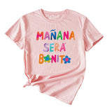 MANANA SERA Letter Fashion Crew Neck Loose Women's Short Sleeve T-Shirt