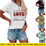 Love Love Love Letter Casual Crewneck Short Sleeve Tshirt