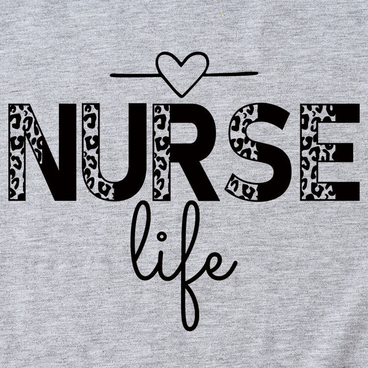 NURSE Life Letter Crew Neck Loose Short Sleeve Casual T-Shirt Women