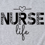 NURSE Life Letter Crew Neck Loose Short Sleeve Casual T-Shirt Women