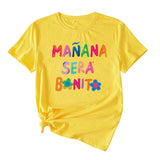 MANANA SERA Letter Fashion Crew Neck Loose Women's Short Sleeve T-Shirt