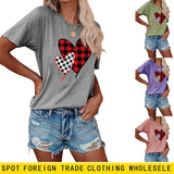 Cross Valentine's Day Love Motif Women's Casual Crewneck Short Sleeves