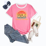 VINTAGE 1984 LIMITED Crew Neck Women's T-Shirt Loose Fun Short Sleeves