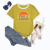 VINTAGE 1984 LIMITED Crew Neck Women's T-Shirt Loose Fun Short Sleeves