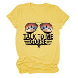 TALK TO ME GOOSE Summer Letter Print Crew Neck Short Sleeve T-Shirt