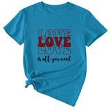 Love Love Love Letter Casual Crewneck Short Sleeve Tshirt