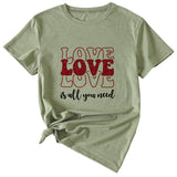 Love Love Love Letter Casual Crewneck Short Sleeve Tshirt