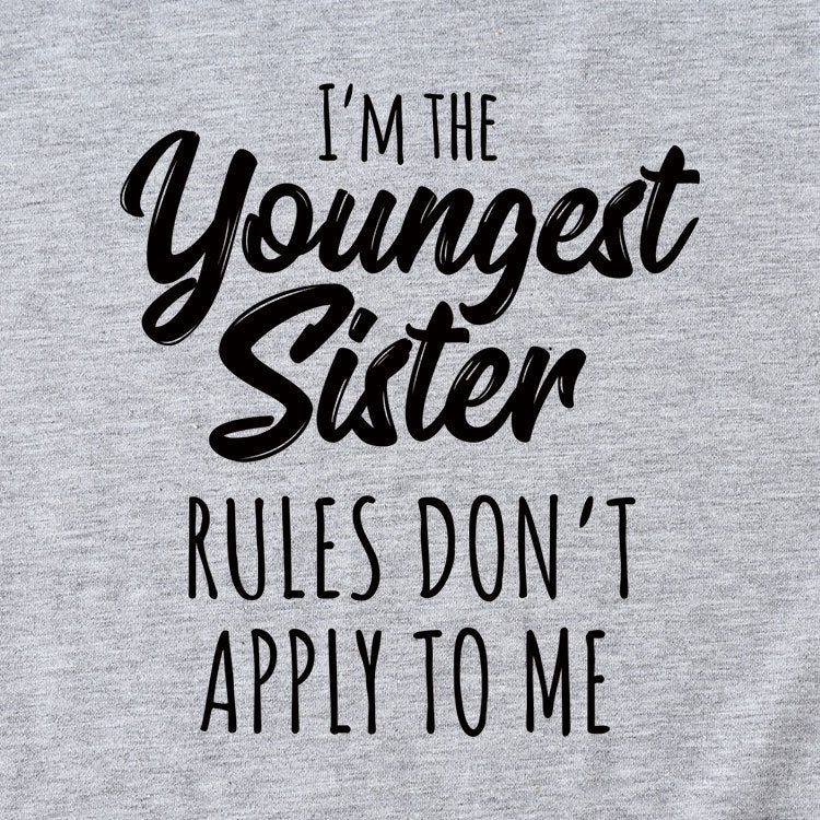 Letter Print I'm The Youngest Sister Fashion Short-sleeved T-shirt