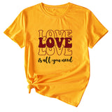 Love Love Love Letter Casual Crewneck Short Sleeve Tshirt