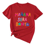 MANANA SERA Letter Fashion Crew Neck Loose Women's Short Sleeve T-Shirt