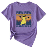 PEW PEW MADAFAKAS Fun Pattern Casual Short Sleeve T-shirt