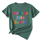 MANANA SERA Letter Fashion Crew Neck Loose Women's Short Sleeve T-Shirt