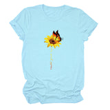 Never Give Up Sunflower-print Short-sleeved Top Casual T-shirt Women's Wear