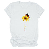 Never Give Up Sunflower-print Short-sleeved Top Casual T-shirt Women's Wear