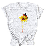 Never Give Up Sunflower-print Short-sleeved Top Casual T-shirt Women's Wear