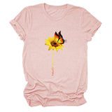 Never Give Up Sunflower-print Short-sleeved Top Casual T-shirt Women's Wear