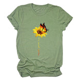 Never Give Up Sunflower-print Short-sleeved Top Casual T-shirt Women's Wear