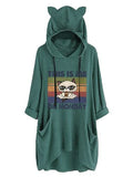 Women THIS IS ME ON MONDAY Shirt Cat Ears Hoodie with Pockets