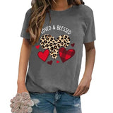 Loved & Blessed Valentines Day Shirt Women Love Heart Tee Tops