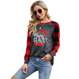 Women Mama Claus Christmas Mother Shirt Long Sleeve Buffalo Plaid Fashion Tops