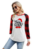 Women Mama Claus Christmas Mother Shirt Long Sleeve Buffalo Plaid Fashion Tops