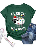 Fleece Navidad Tees Women Christmas Light Cute Sheep Graphic Shirt