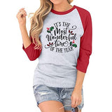 Christmas Shirt for Women Christmas Shirt It is The Most Wonderful Time 3/4 Raglan Sleeves Shirt