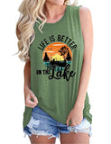 Women Life is Better On The Lake Sleeveless Shirt Lake Life Tank Top for Women