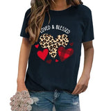 Loved & Blessed Valentines Day Shirt Women Love Heart Tee Tops