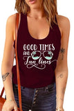 Women Summer Beach Vacation Sunglasses Tank Good Times and Tan Lines Tees Tops