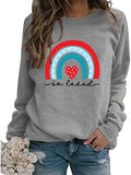 Valentines Rainbow Love Sweatshirt Women Love Heart Tee Tops