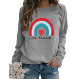 Valentines Rainbow Love Sweatshirt Women Love Heart Tee Tops