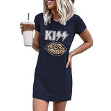 Women Kiss Leopard Lips Shirt Lipstick Tunic Shirt Mini Dress