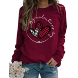 Happy Valentines Day Sweat Women Buffalo Plaid Cute Heart Shirt